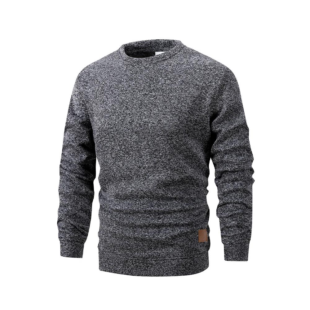 Pull en tricot à manches longues pour hommes, couleur unie, col rond, chaud, décontracté, ample, vêt