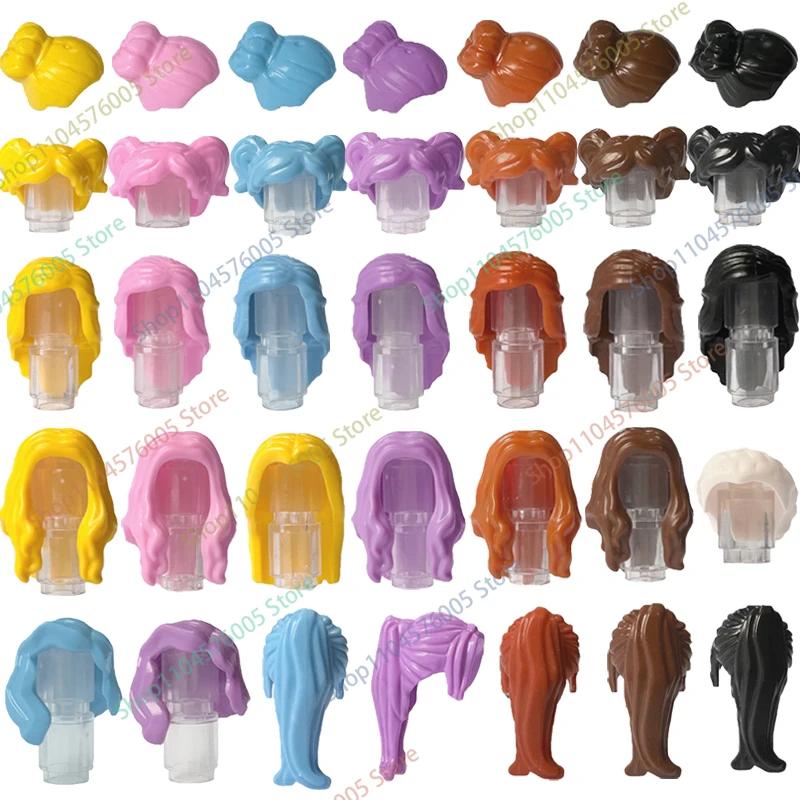 MOC – blocs de construction de cheveux bruns, figurines de ville, corps, accessoire créatif, pièces 