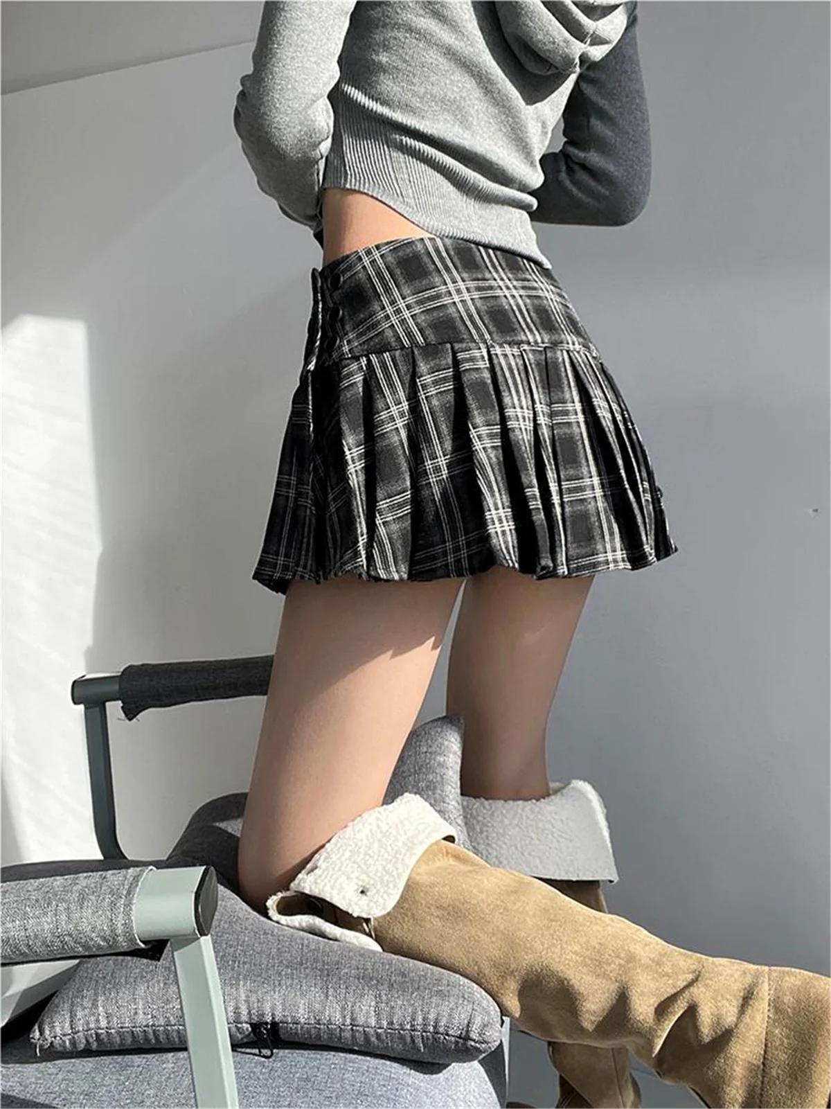 Mini jupes à carreaux pour femmes, mode coréenne, vêtements Y2k, jupes courtes mignonnes, Harajuku, 