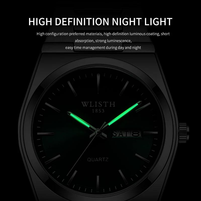 WLISTH luxe hommes montre étanche mode affaires montre en acier inoxydable montre pour homme montres