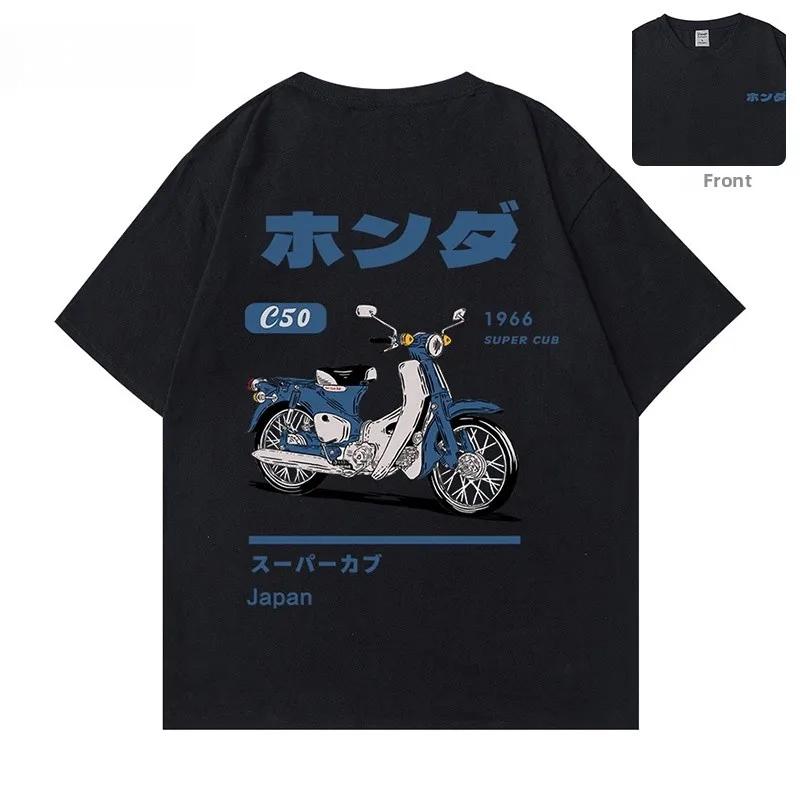 Mode T-Shirt ample rétro été dessin animé voiture impression unisexe à manches courtes col rond Coup