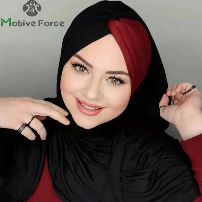 Hijabaya musulman pour femme, écharpe noire, hijab du Ramadan, hijabs en jersey de luxe, robe Abayas