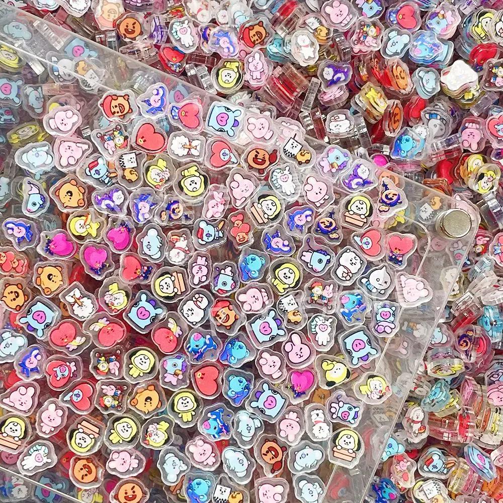 100 mini-plaques acryliques BT21 pour accessoires DIY, décoration, aimants de réfrigérateur mignons,
