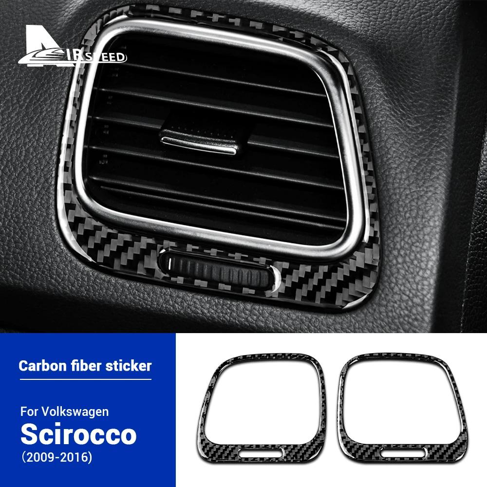 Autocollant de ventilation de sortie ca de voiture, en Fiber de carbone véritable et souple, pour Vo