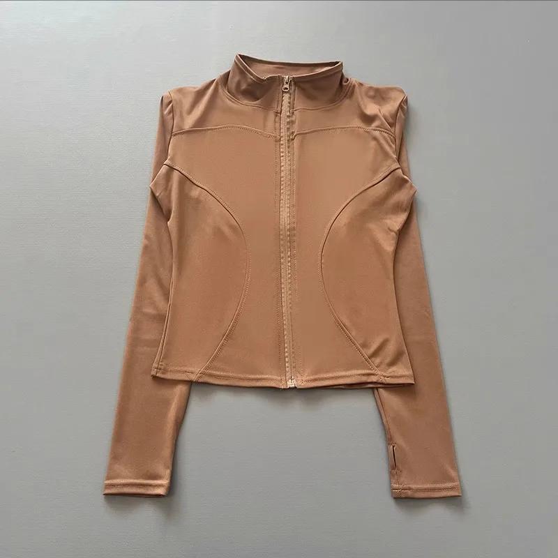 Veste d'entraînement pour femmes, extensible, ajustée, fermeture éclair sur le devant, manches longu