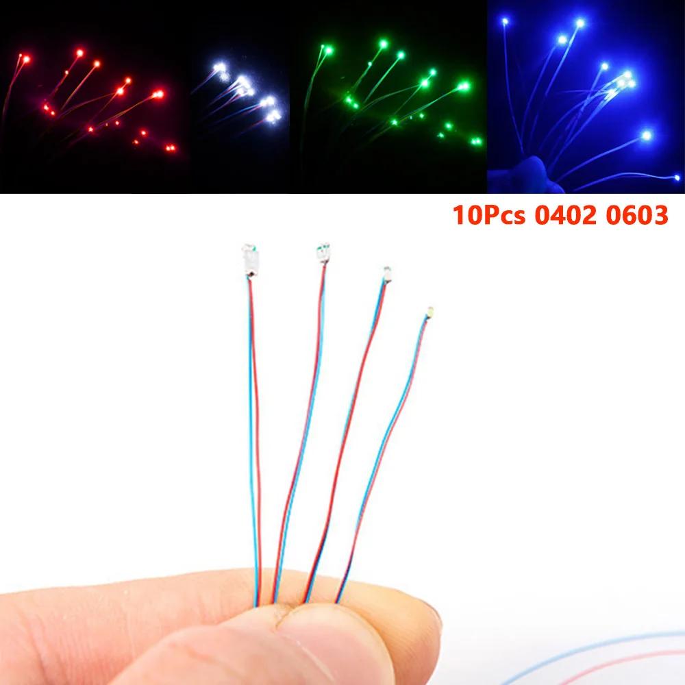 10 pièces/lot bricolage Micro SMD lampe à LED filaire Led 0402 0603 pré-soudé Micro Litz puce filair