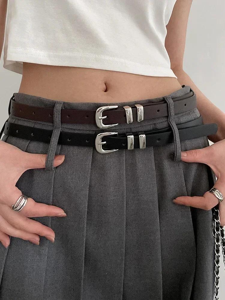 Ceintures de Style minimaliste pour femmes, simples, couleur unie, polyvalentes, placage de couleur 