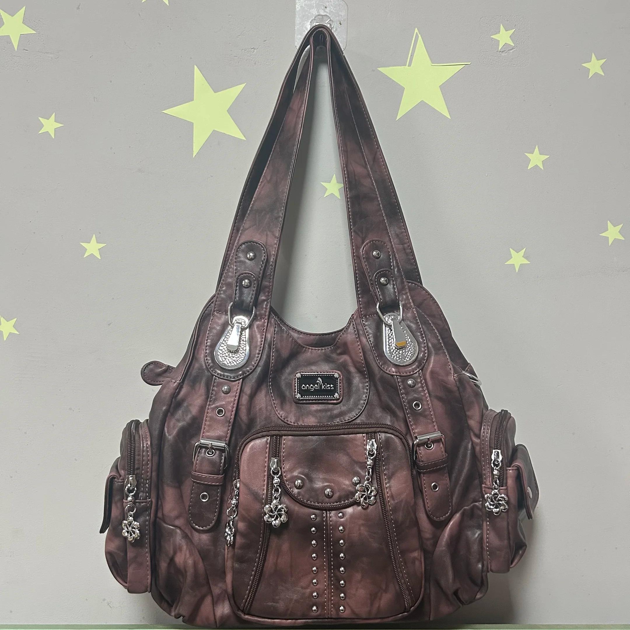 Sac vintage pour femmes, sacs à main tendance en cuir PU, sacs à bandoulière, sacs fourre-tout grand