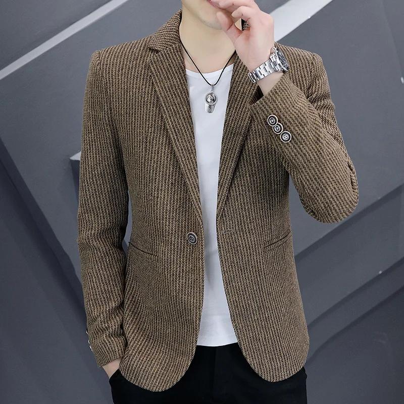 Manteau de costume simple décontracté pour hommes, version coréenne de la américains, beau manteau m