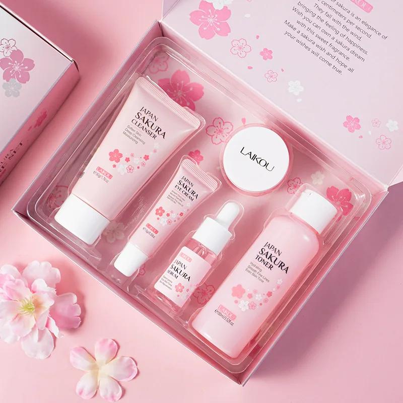 Ensemble de soins de la peau pour le visage, nettoyant, crème à l'essence de Sakura, toner hydratant
