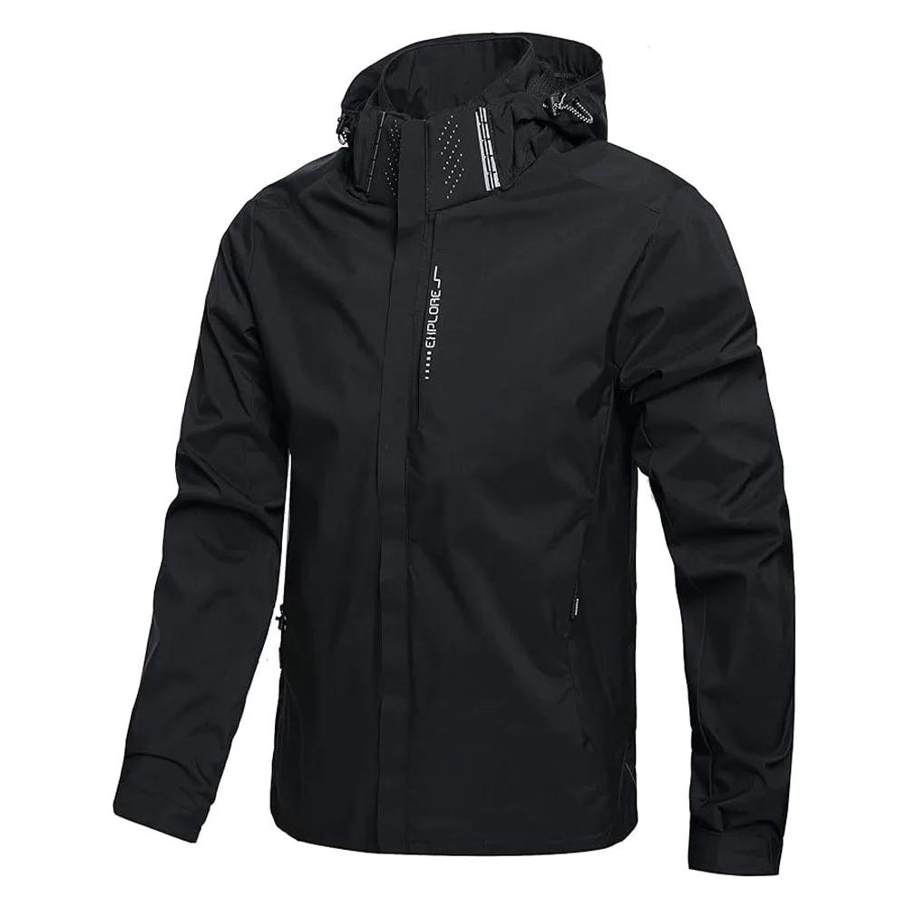 Veste de pluie imperméable légère pour hommes, imperméable d'extérieur à capuche, veste coupe-vent d