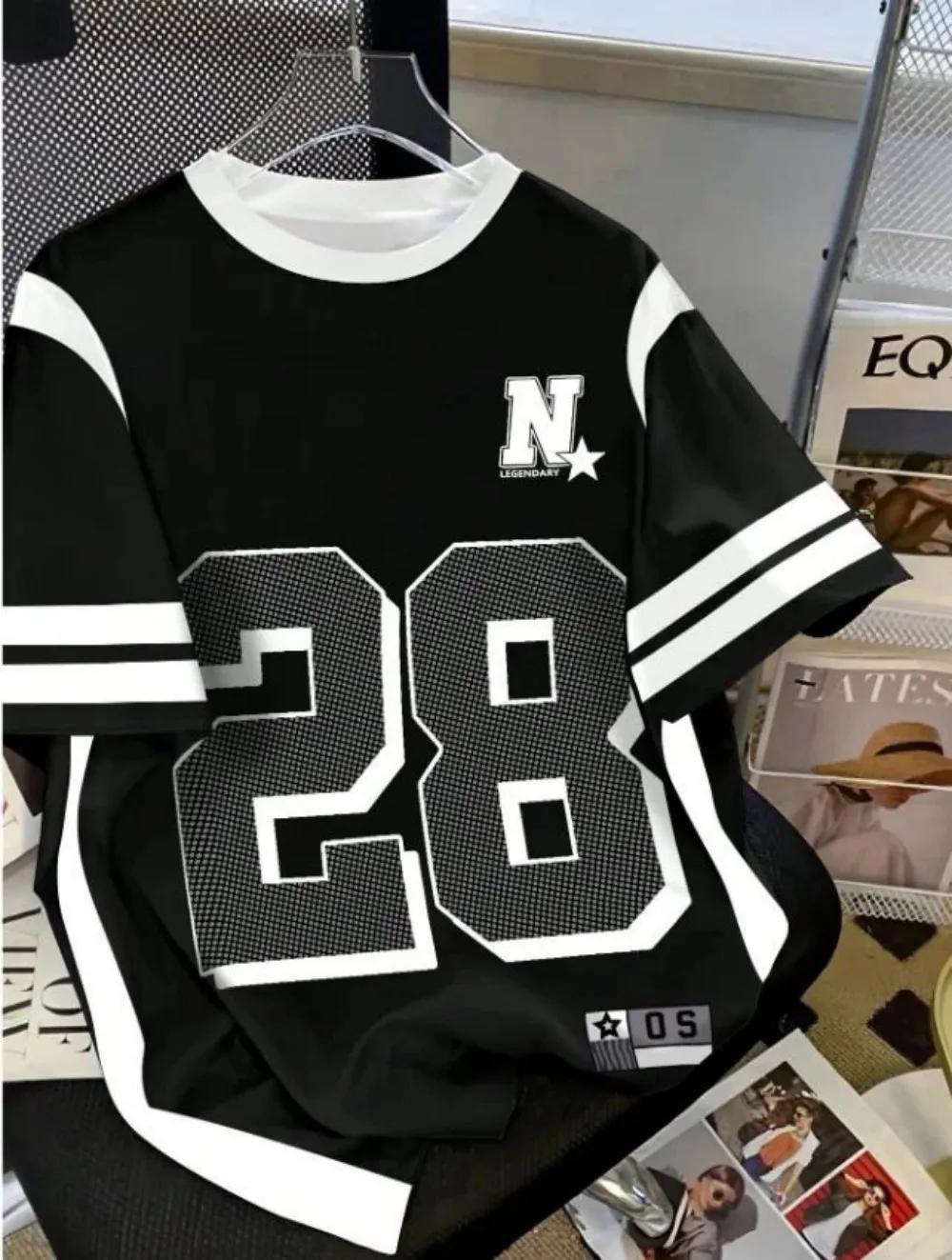 T-shirt respirant à col rond pour hommes, Simple et décontracté, américain, avec motif imprimé numér