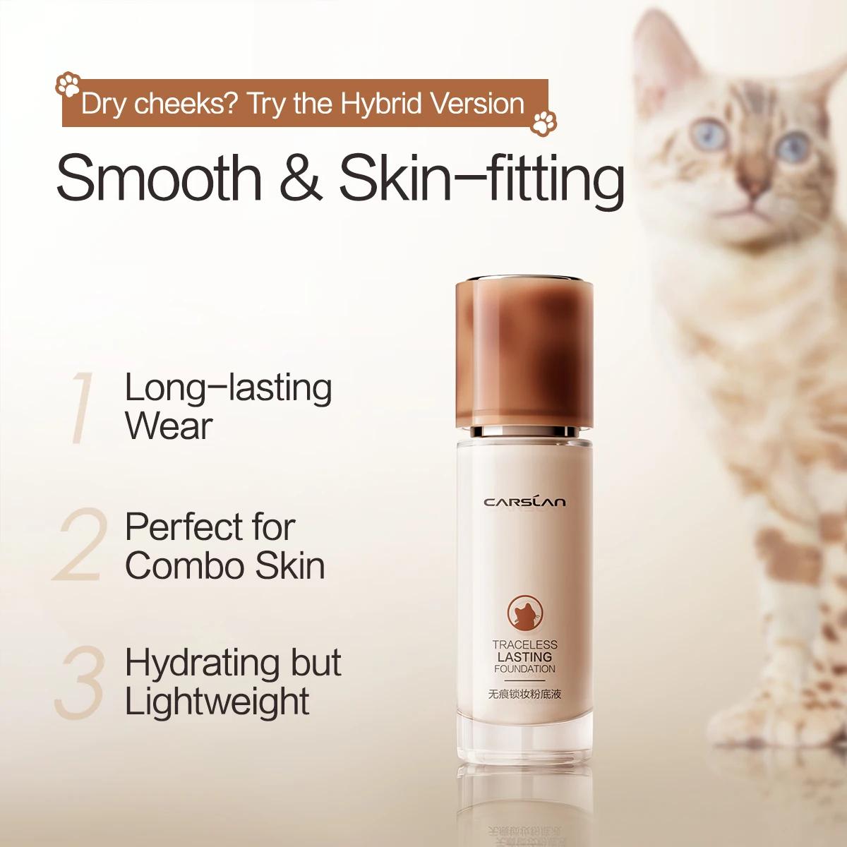CARSLAN-Fond de teint liquide pour le visage, couverture complète, correcteur, blanchissant, contrôl