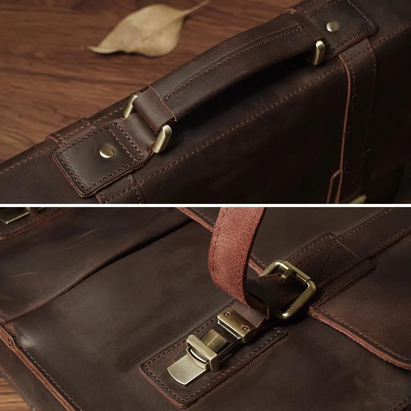 NUKA-Sac à main d'affaires en cuir véritable pour hommes, sac à main en cuir de vachette vintage, sa