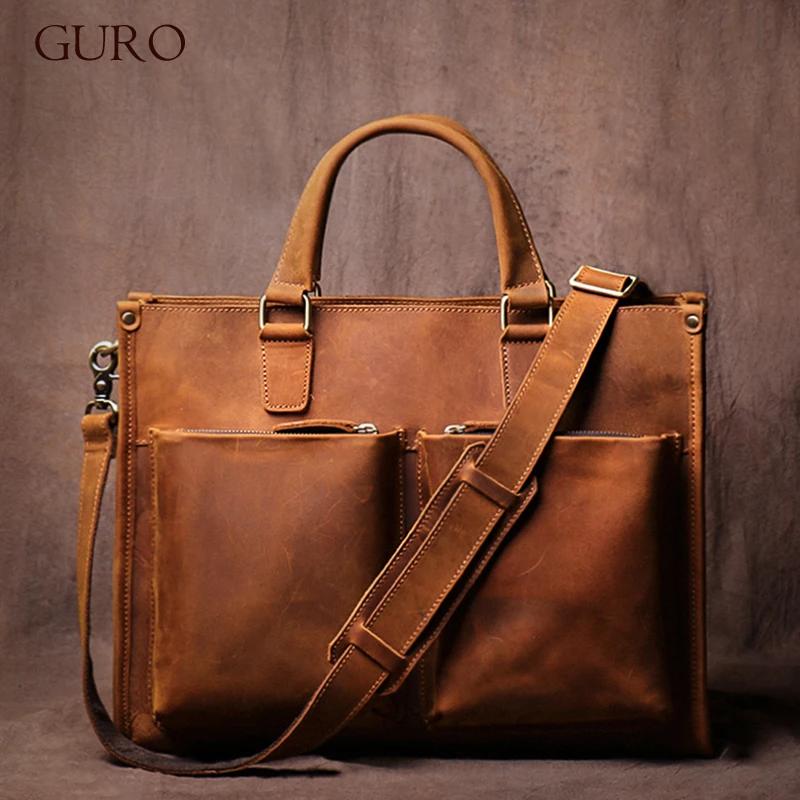 GURO-Sac à Main en Cuir group pour Homme, Étui à Bombes de Luxe, Sac à Bandoulière Vintage pour Ordi