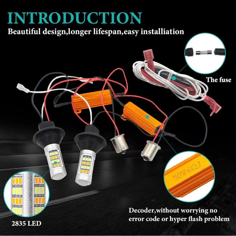 T20 W21W WY21W 7440 BA15S BAU15S 1156 voiture LED 42LED 2835 DRL Auto feux de jour antibrouillard
