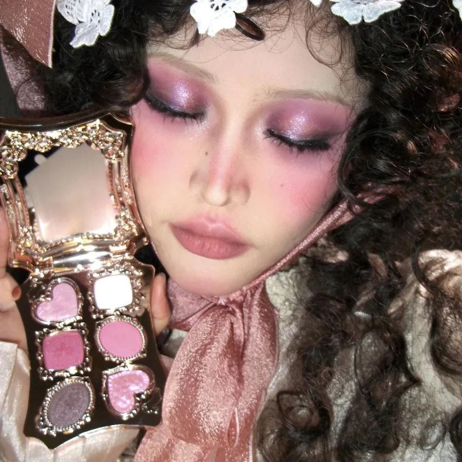 Palette de maquillage pour les yeux Flower Knows Bunny Garden Collection, 6 couleurs, avec pinceau, 