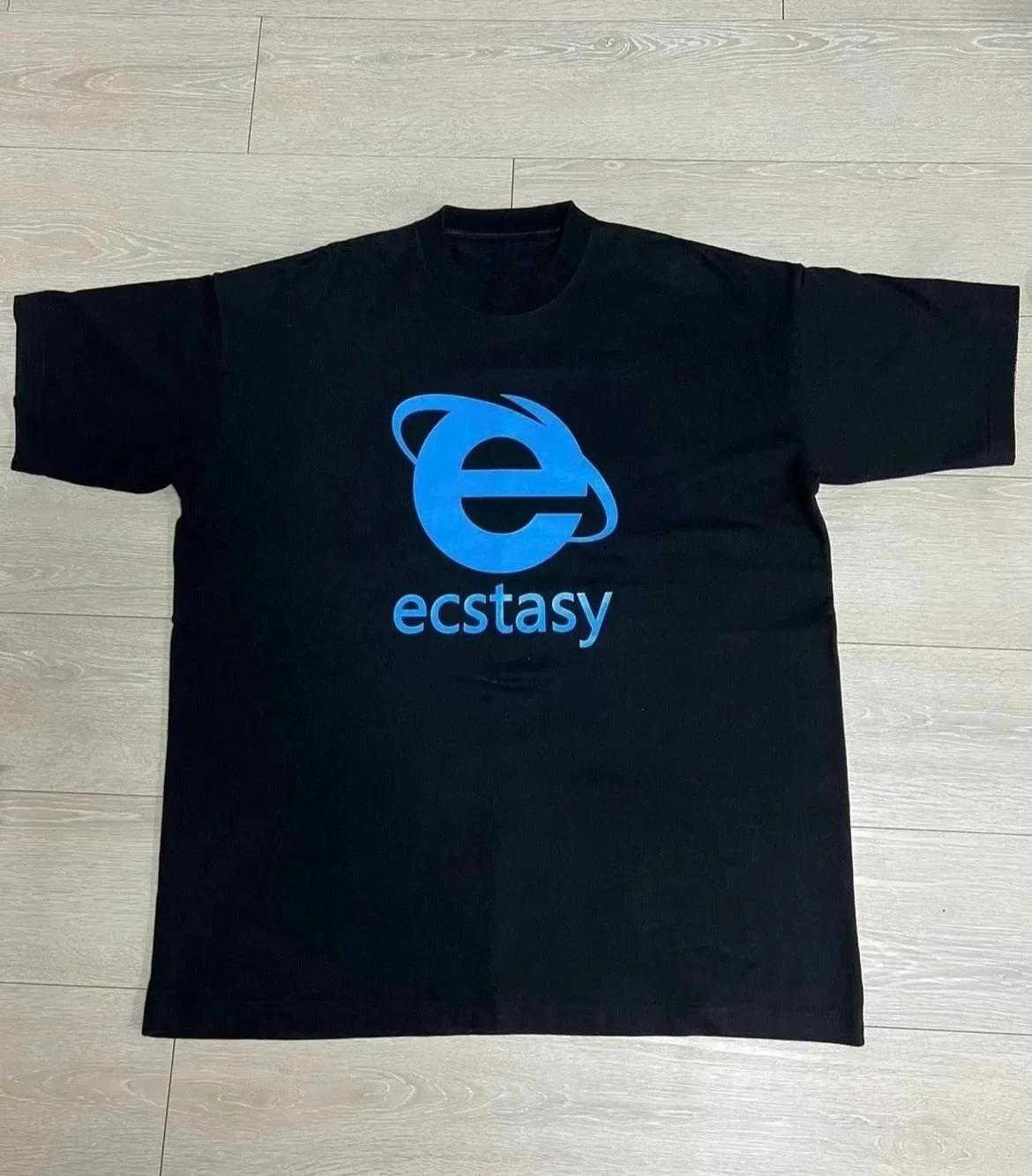 Streetwear Ecstasy nouveau T-shirt Y2K hommes Harajuku blanc T-shirt lettre impression surdimensionn