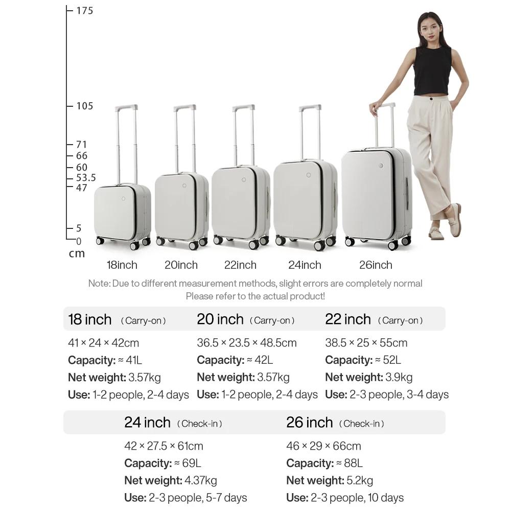 Mixi nouveau PC cadre en aluminium valise ouverture avant bagage de voyage roulant 20 pouces bagage 