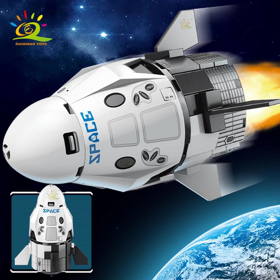 HUIQIBAO – Mini fusée d'aviation, blocs de Construction, Station aérospatiale spatiale, briques, jou