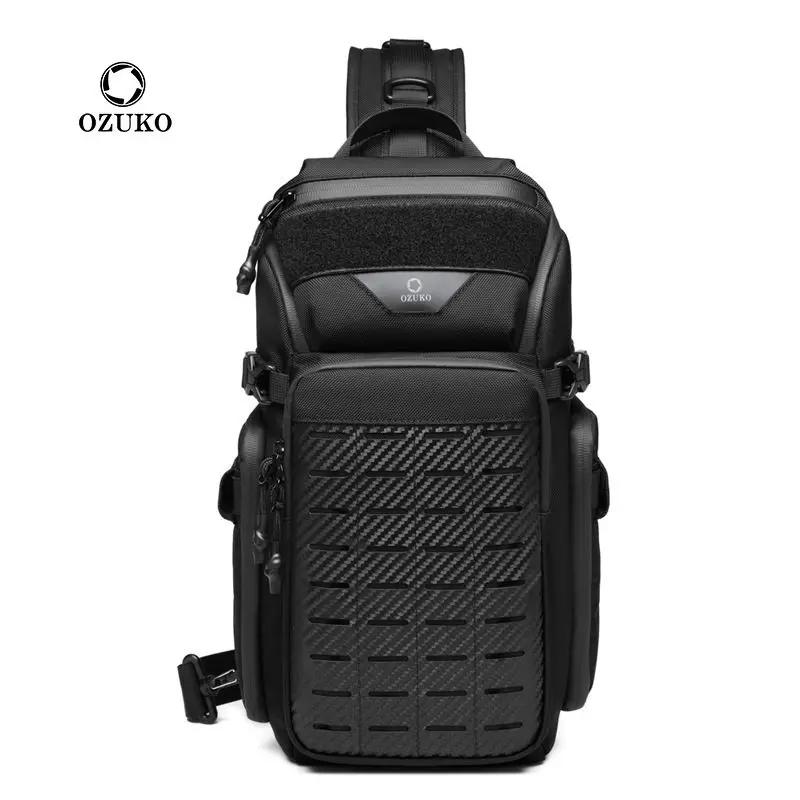OZUKO hommes sacs de poitrine Sports de plein air tactique bandoulière sacs à bandoulière mâle étanc