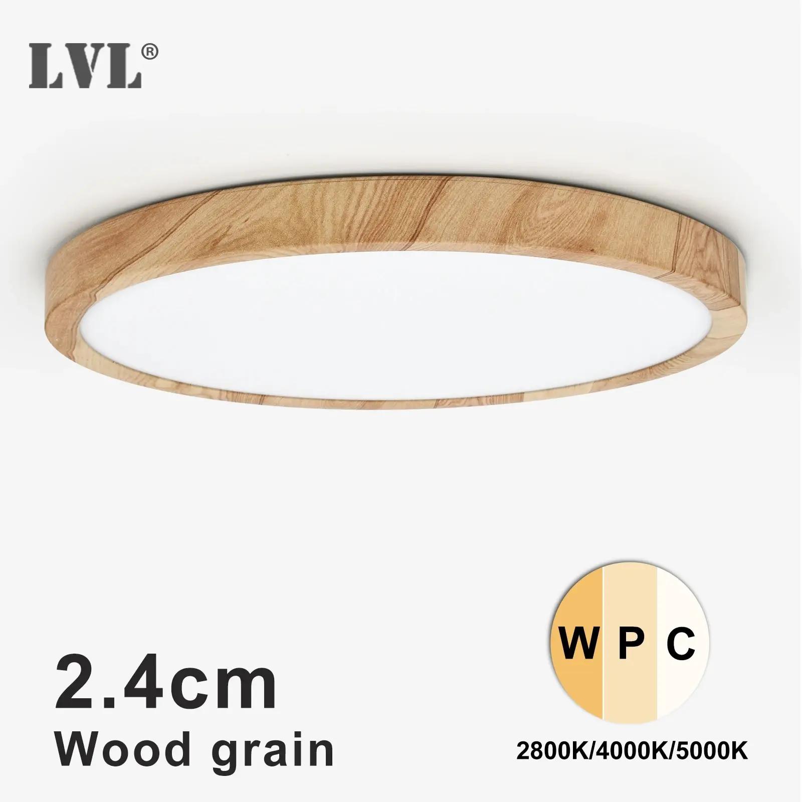 LVL LED plafonnier Grain de bois et blanc 3 en 1 couleurs d'éclairage éclairage domestique cuisine c