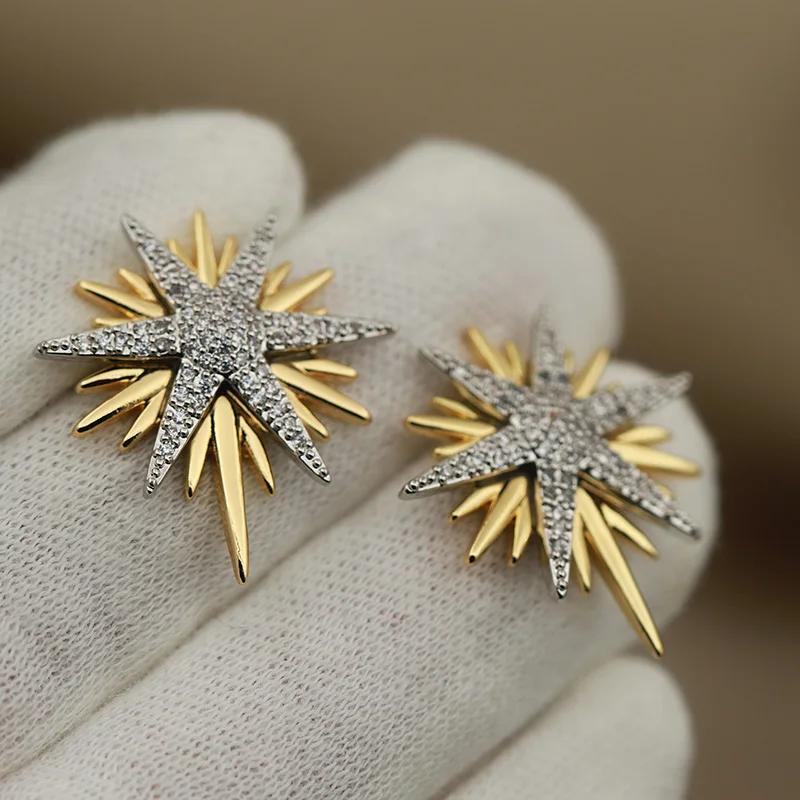 Boucles d'oreilles étoile en zircone pour femmes, nouveau Design de vue, marque de mode, fleur en cr