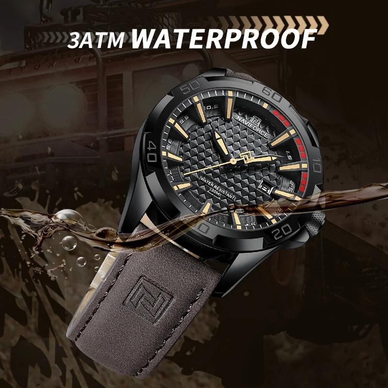 NAVIFORCE hommes Sport décontracté militaire Quartz calendrier montre-bracelet pour homme d'affaires