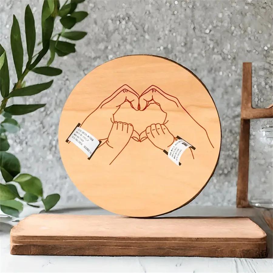 Porte-souvenir gravé pour nouveau-né, accessoires de photographie, nom personnalisé, cadeau pour béb