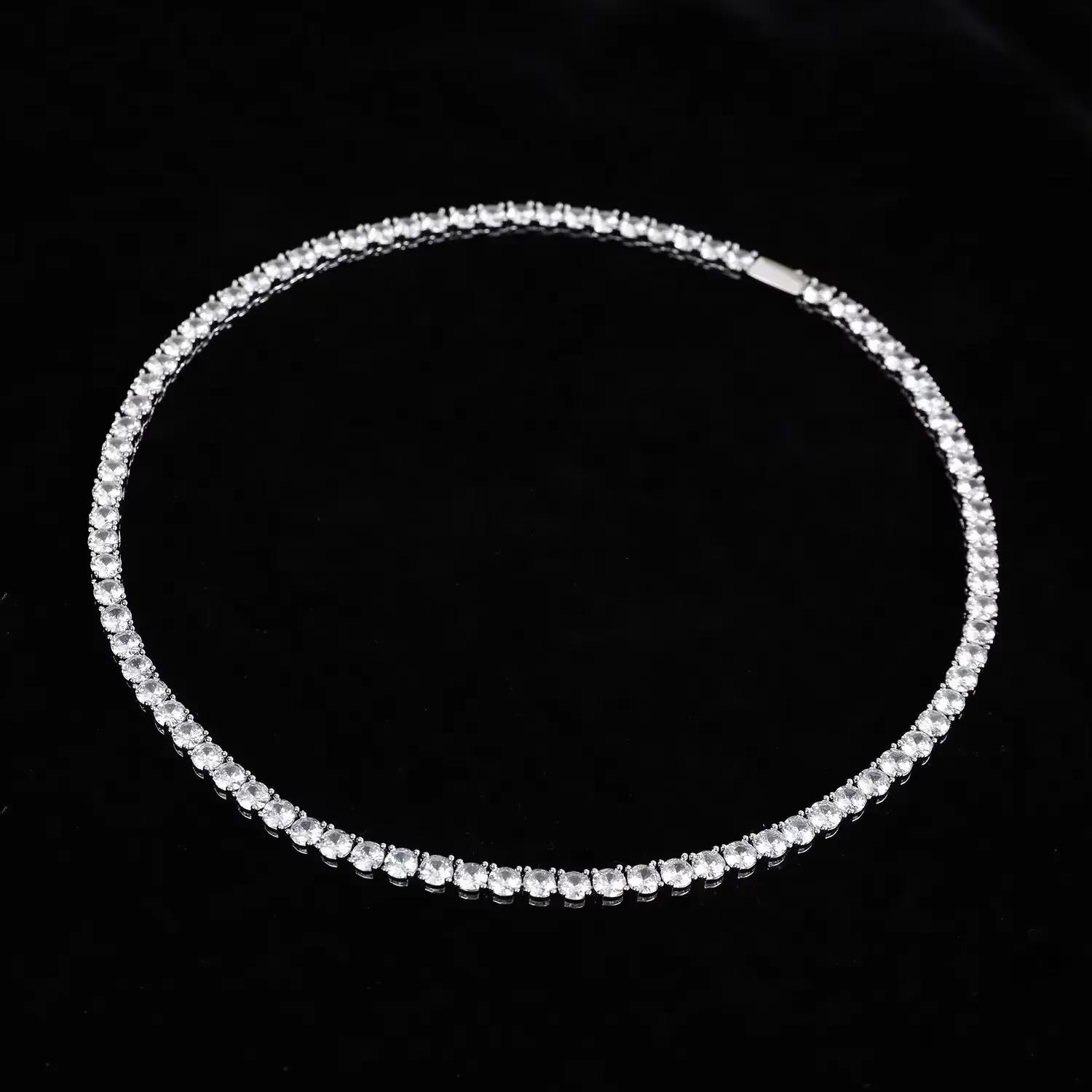 Collier en argent Sterling 925, chaîne en Zircon pour femmes, mode Simple, bijoux de fiançailles, de