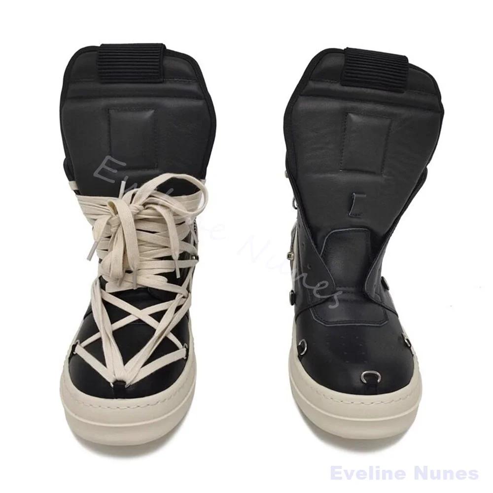 Chaussures montantes à plateforme rehaussantes pour hommes, à lacets croisés, décontractées, antidér