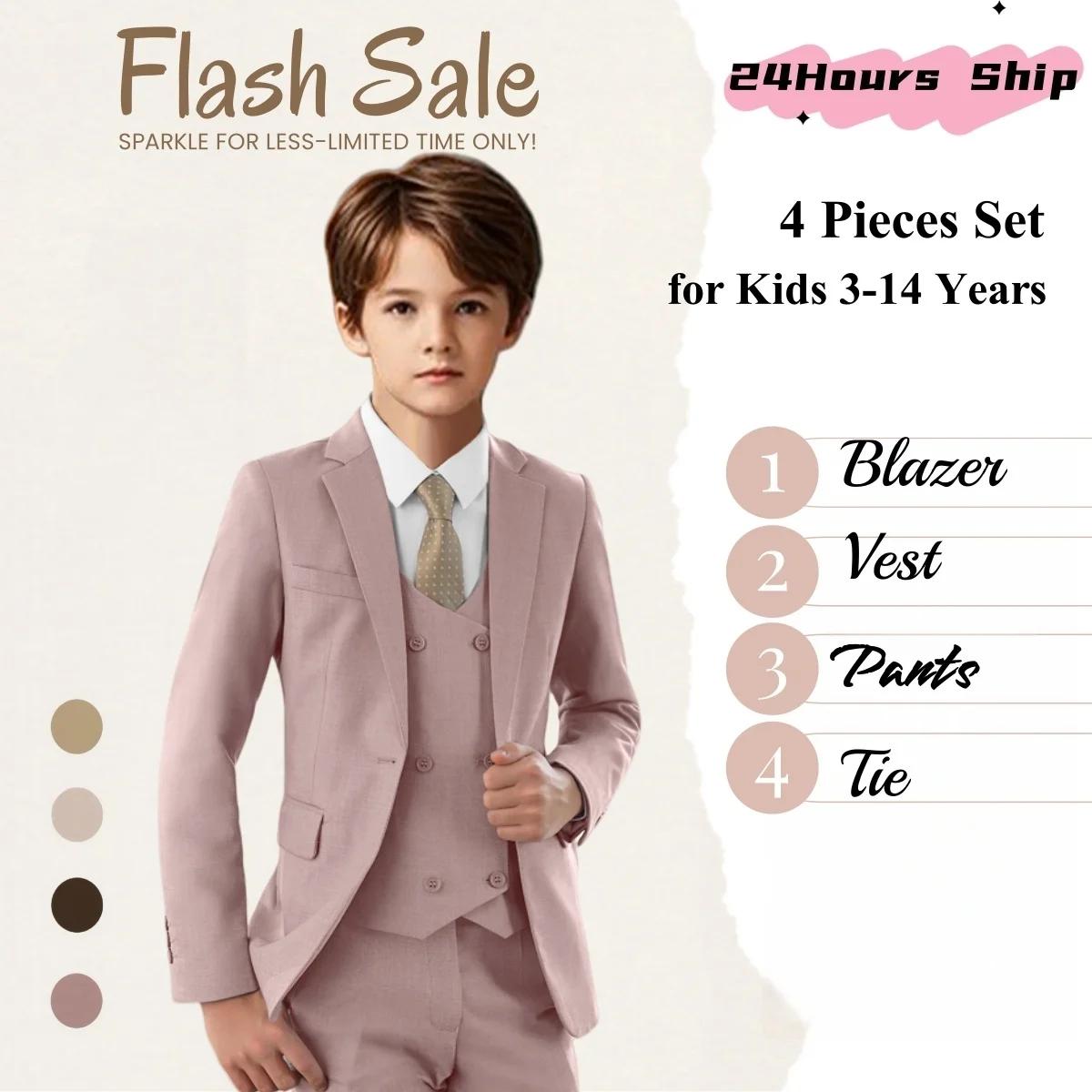 Ensemble de costume solide Champagne pour enfants, pour fête de mariage, remise de diplôme, Communio