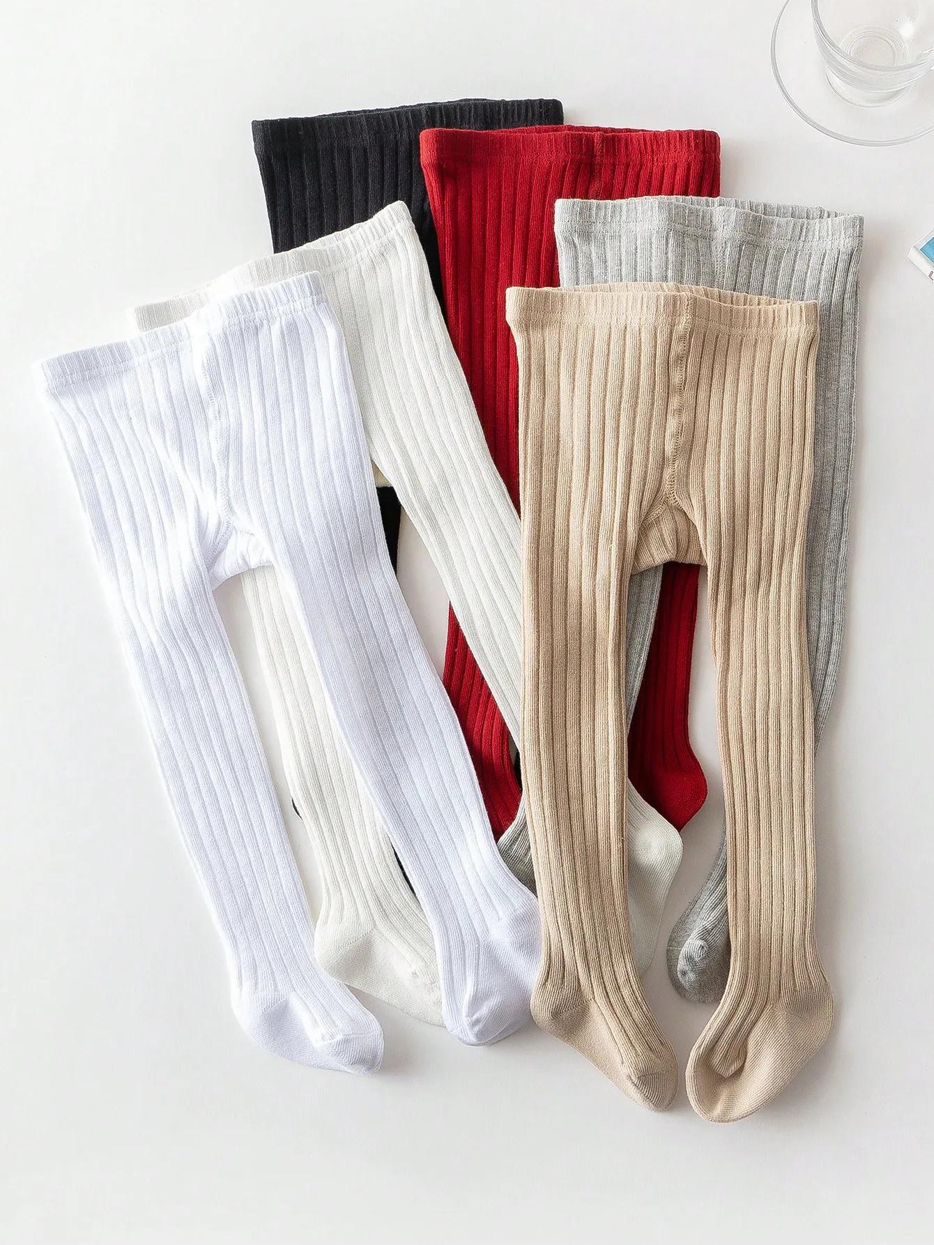 Collants 1 pièce pour bébé fille, basiques simples à rayures verticales, adaptés à la vie quotidienn