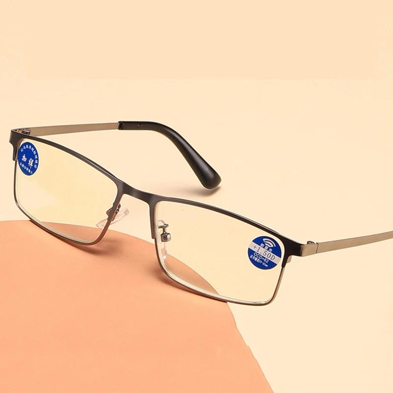 Lunettes de lecture demi-monture en métal pour hommes, lunettes de luxe de styliste Anti-lumière ble