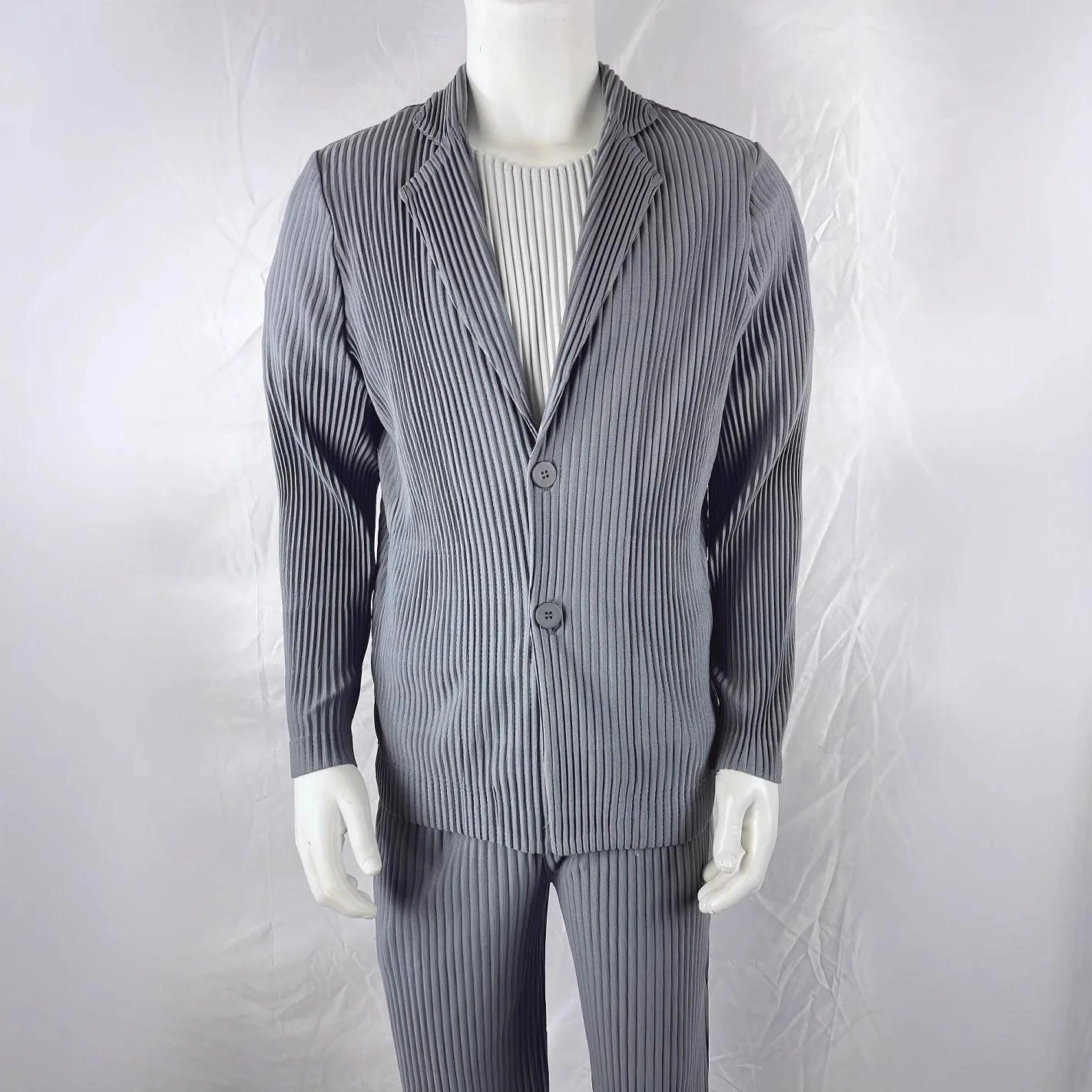Miyake nouveau 2025 printemps costume à manches longues plissé plissé hommes veste revers plissé cou