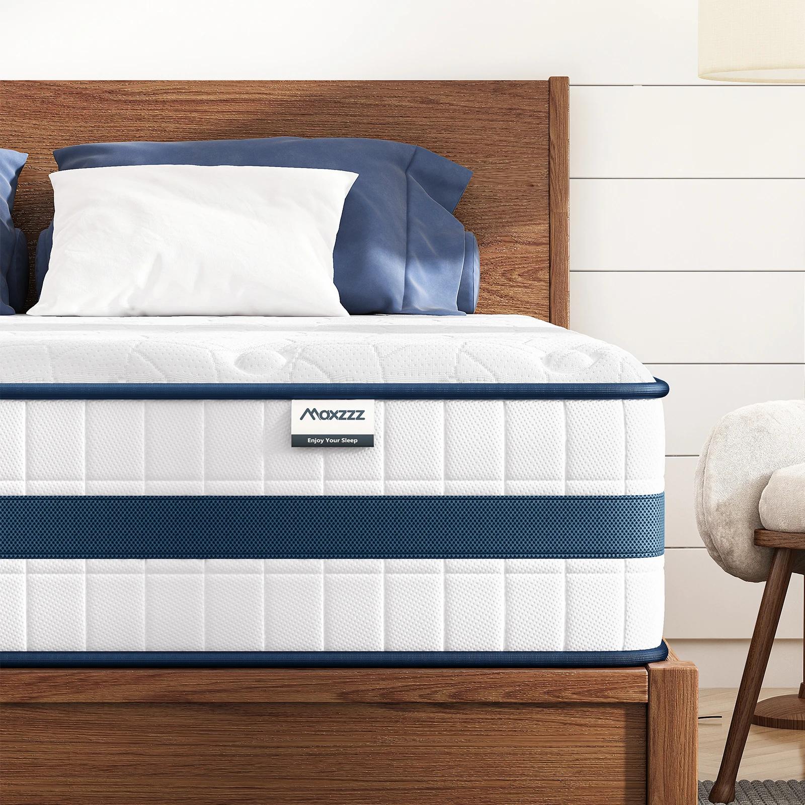 Maxzzz-matelas 10-12, lit double/king/queen size, avec mousse à mémoire de forme en gel, Végétde poc