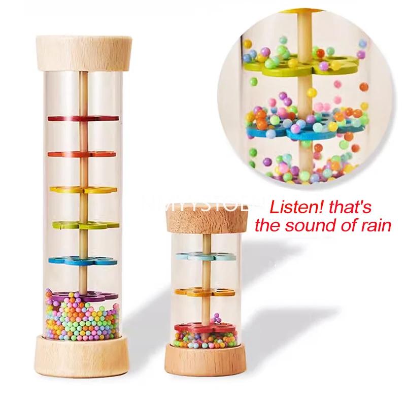 Bébé en bois pluie son tuyau Simulation pluie son en bois jouet cadeau sablier amusant musique Shake