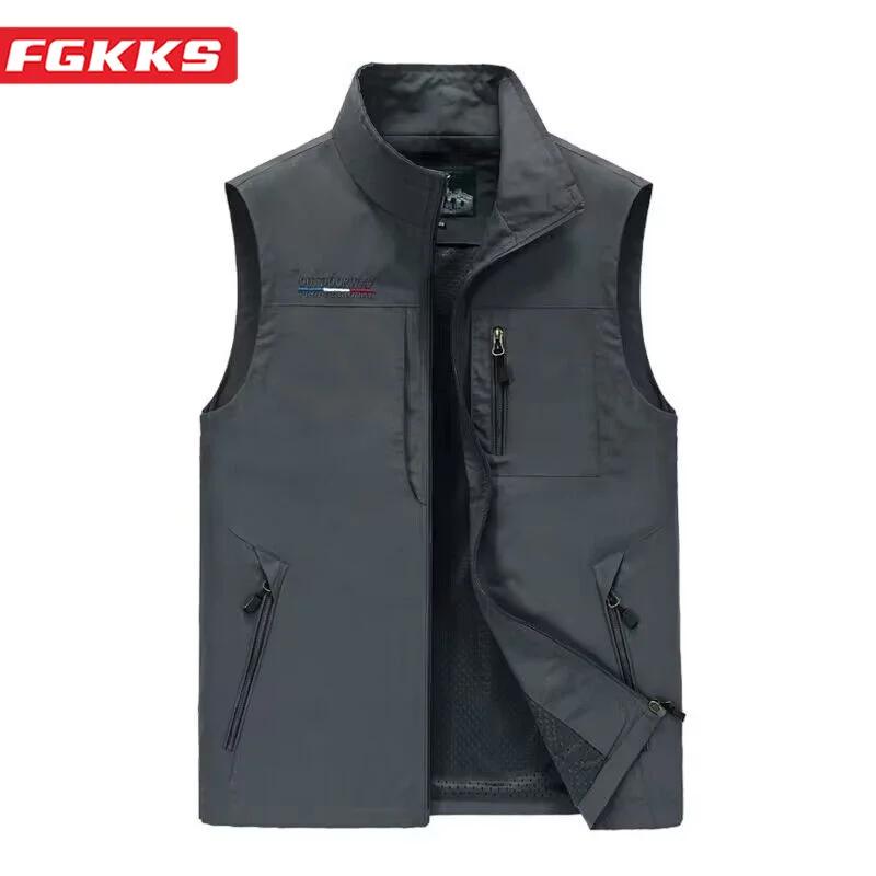 FGKKS 2023 gilets de loisirs en plein air hommes respirant grande poche photographie gilet de pêche 