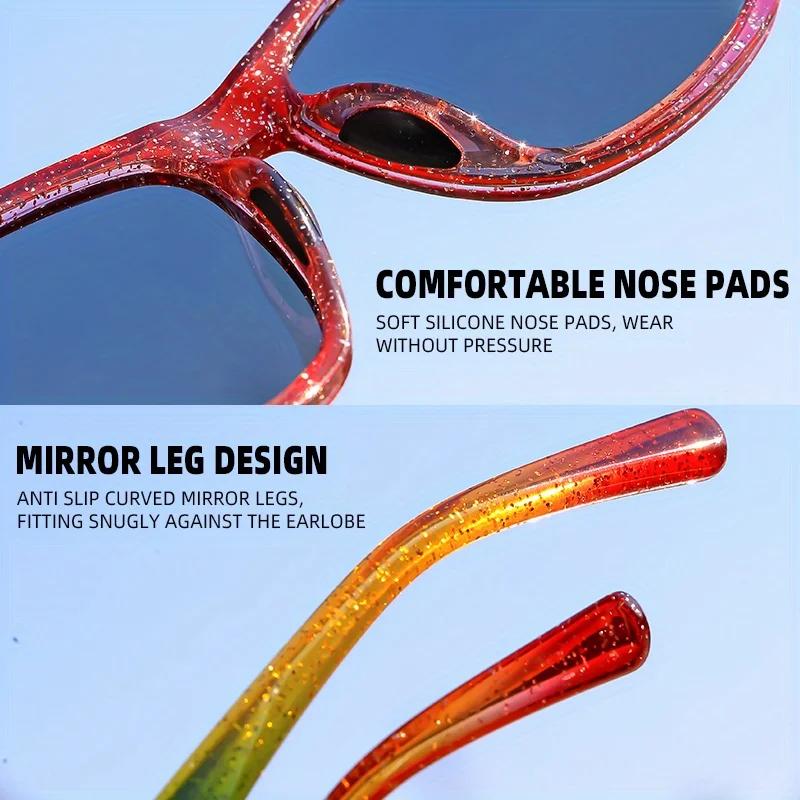 Lunettes de soleil carrées polarisées unisexes, nouveau style, monture légère à paillettes violettes