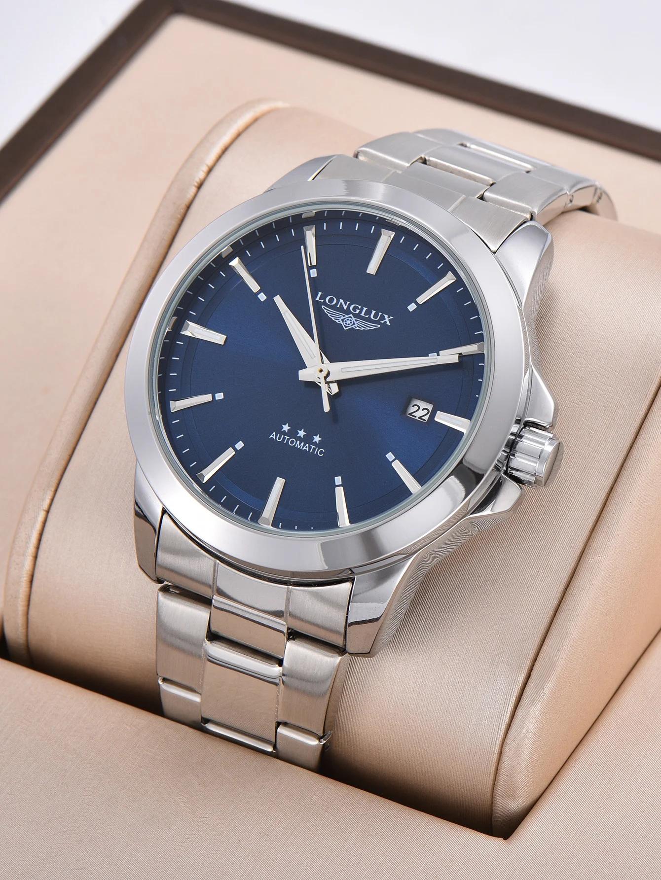 Montre automatique pour hommes, date d'affaires, mécanique, étanche, en acier inoxydable, lumineuse,