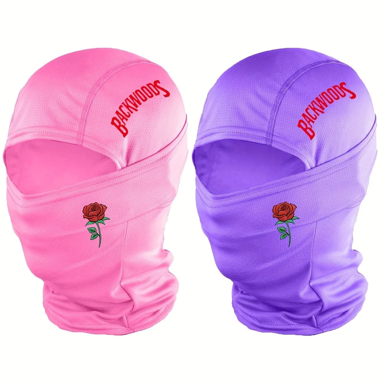 1 pièce/2 pièces en option-Rose BackWOODS imprimé cagoule chapeau coupe-vent anti-poussière respiran