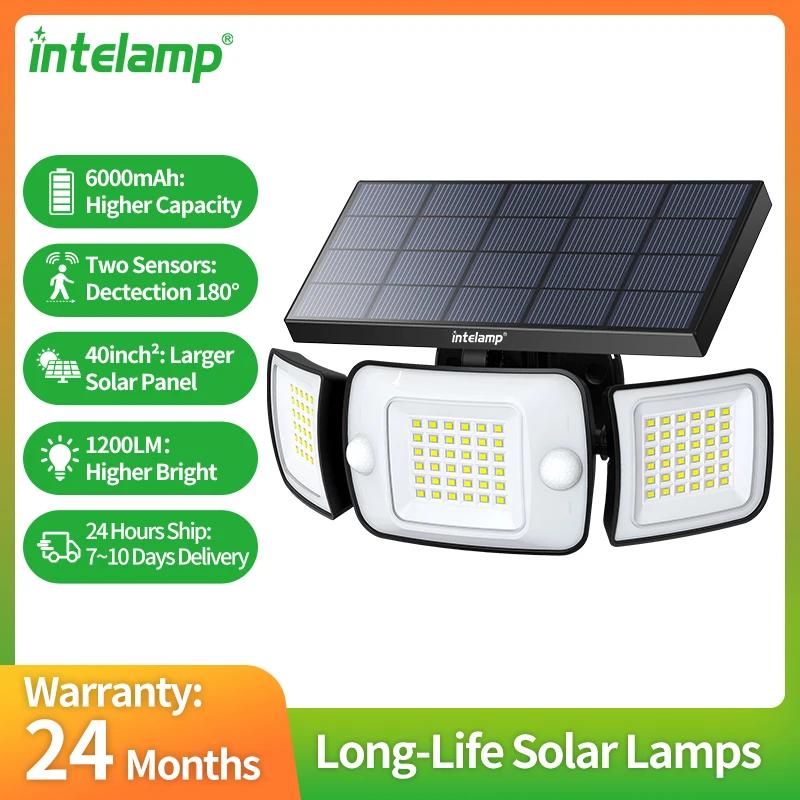 Lampes solaires d'extérieur puissantes de marque supérieure, 6000 mAh, avec 3 modes, deux capteurs d