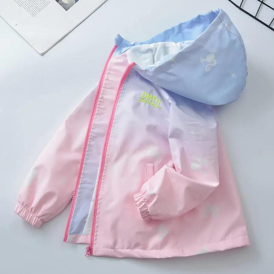 Veste coréenne dégradée à capuche pour filles et garçons, blazer coupe-vent doux printemps automne tendance