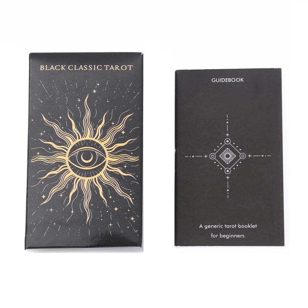 Jeu de cartes de Tarot classiques noires, 78 pièces, jeu de révélation de la bonne aventure avec gui