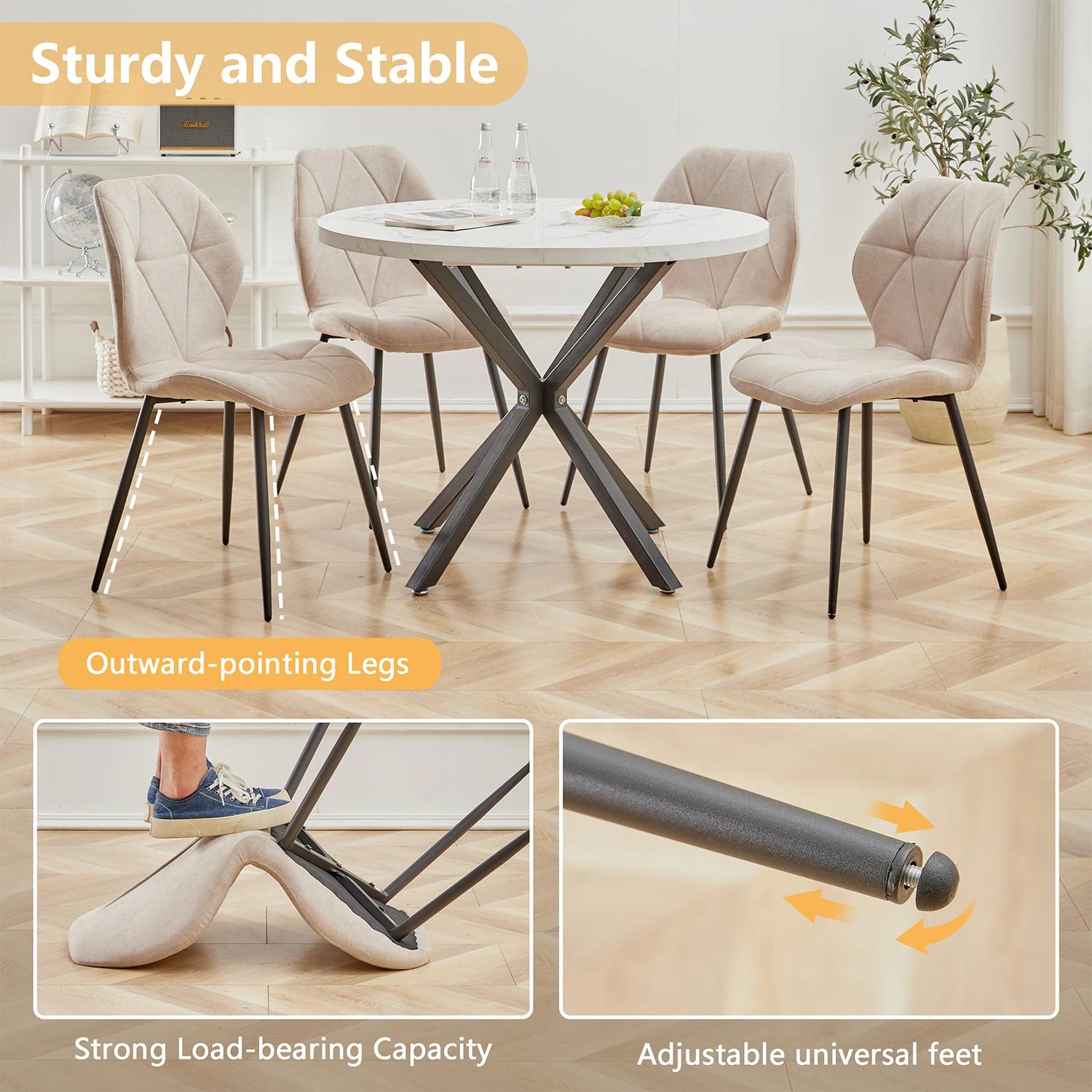 EGOONM – ensemble de 2/4/6 chaises de salle à manger rembourrées en tissu de lin, chaises de cuisine