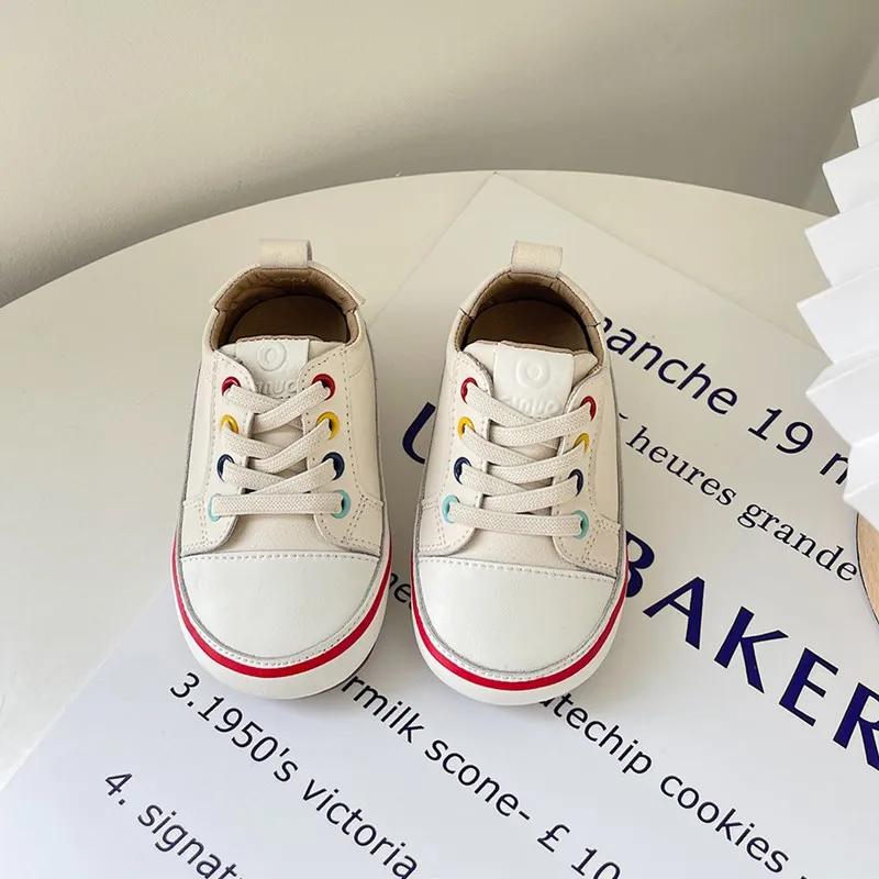 Chaussures en cuir pour bébés garçons et filles, baskets pieds nus à semelle souple, Tennis en plein