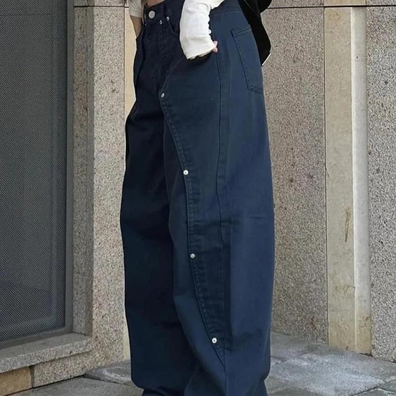 Jean pour femme Y2k, vêtements décontractés, coupe ample, pantalon à jambes larges, Style rétro amér