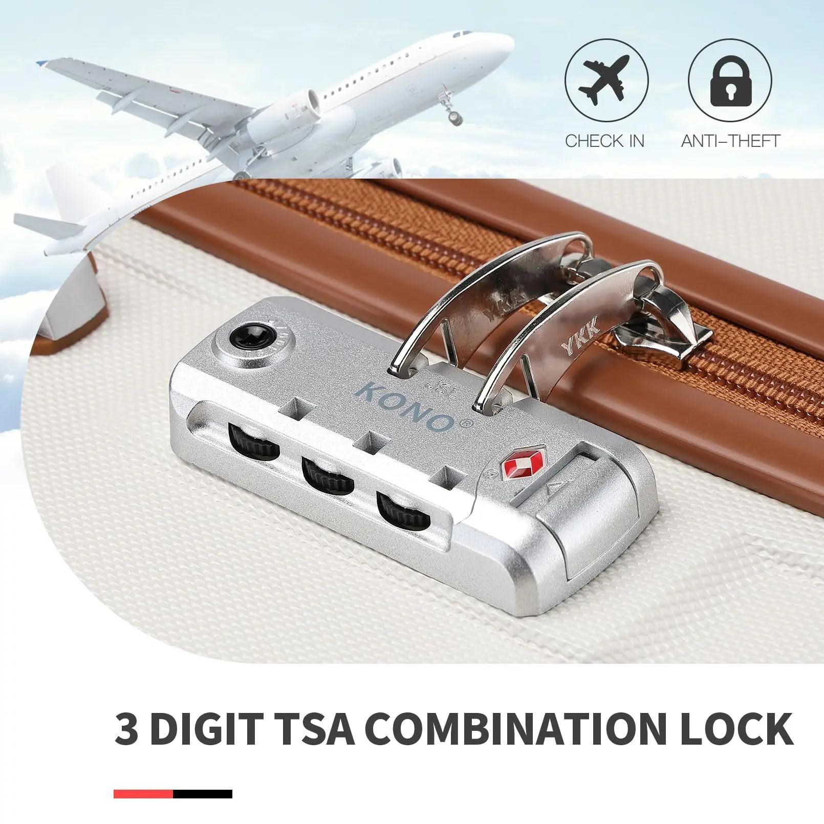 Kono Valise d'habitacle légère – Coque rigide ABS 20/24/28 pouces, convient à EasyJet sous le siège,