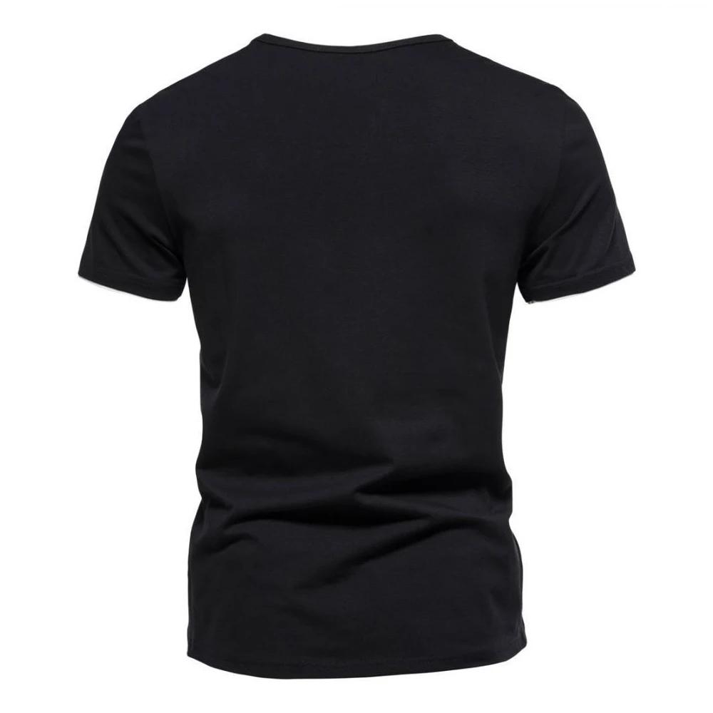 Henley – T-shirt manches courtes col en v pour homme, décontracté, coupe cintrée, basique, ample, Fi