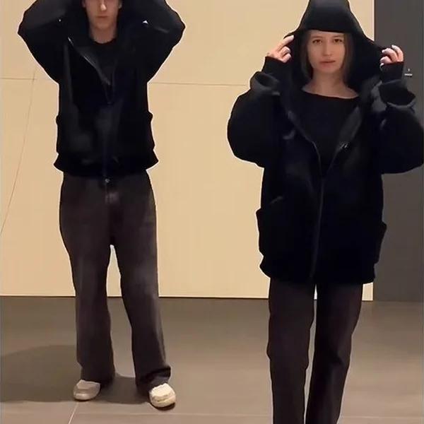 Cagoule gothique Y2K pour hommes et femmes, Harajuku, nouvel article d'hiver, sweat-shirt à Double c